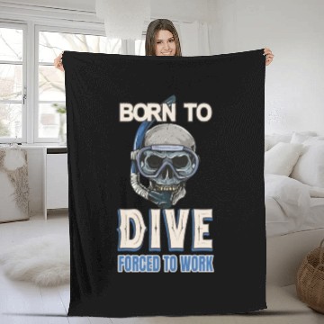 Discover Divers Saying Diving Goggles Skull Fleece Blankets