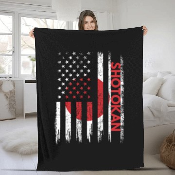 Discover Shotokan Karate Martial Arts Training Japanese Fla Fleece Blankets