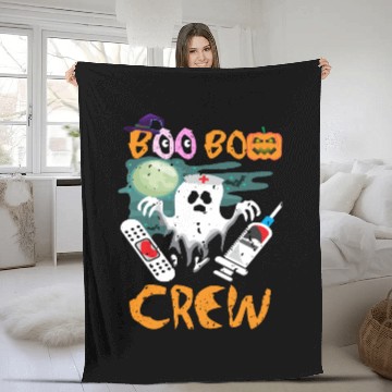 Discover Boo Boo Crew Nurse Ghost Halloween Costume Fleece Blankets