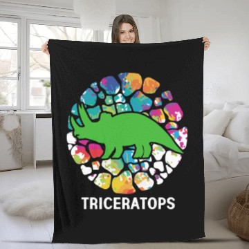 Discover Triceratops Horned Dinosaur Fossil Extinct Armored Fleece Blankets