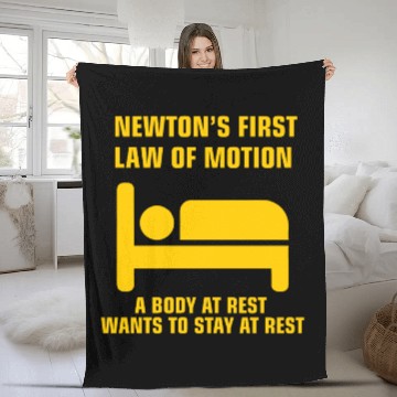 Discover Newton's First Law of Motion funny physics gift Fleece Blankets