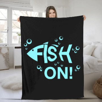 Discover Fish on Fisherman Bone Gift Fleece Blankets