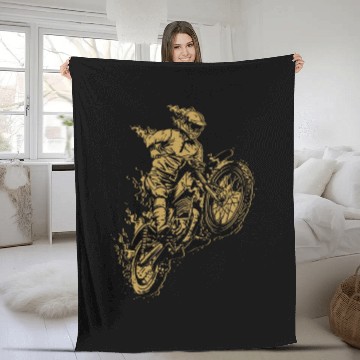 Discover Motocross Dirt Bike Racing Motorcycle Retro Gift Fleece Blankets