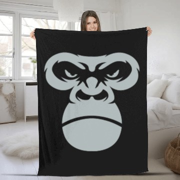 Discover Big Gorilla Face Silverback Monkey Ape Gift Fleece Blankets
