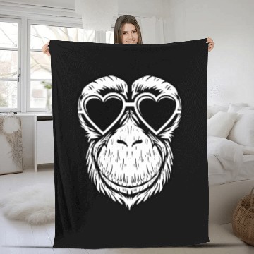 Discover Chimpanzee Love Gorilla Silverback Monkey Ape Gift Fleece Blankets