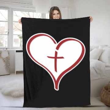 Discover Heart And Crucifix - Hope Faith Design Fleece Blankets