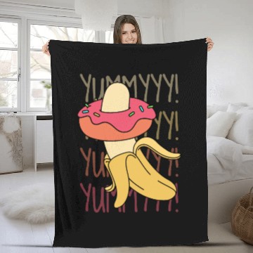 Discover Banana Donut Yummy Delicious Funny Fleece Blankets