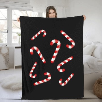 Discover Candy Canes Fleece Blankets