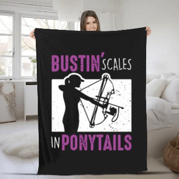 Discover Bow Fish Archery Woman Bowfishing Sport Fleece Blankets