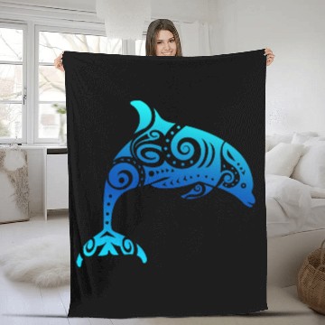 Discover Maori Dolphin Polynesian T Tattoo Gift Idea Fleece Blankets