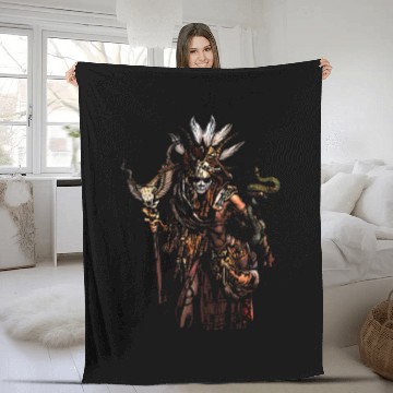 Discover Female Voodoo Queen Witch Doctor Halloween Costume Fleece Blankets