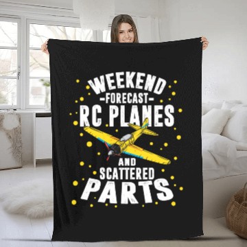 Discover RC Plane Scattered Parts Weekend Pilot Crash Fleece Blankets