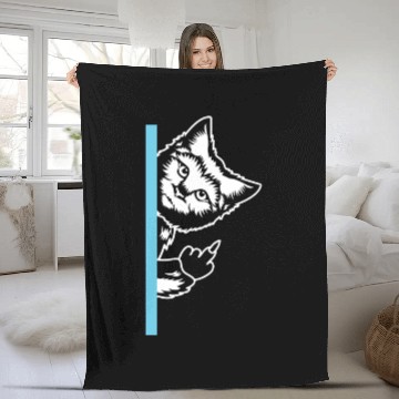 Discover Cat Middle Finger Fleece Blankets