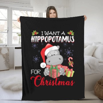 Discover I Want A Hippopotamus For Christmas Xmas Hippo Fleece Blankets