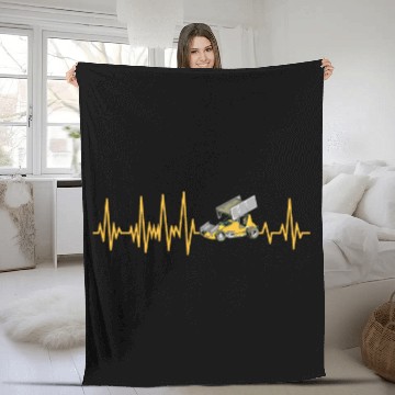 Discover Sprint Car Racing Heartbeat Pulse Fleece Blankets