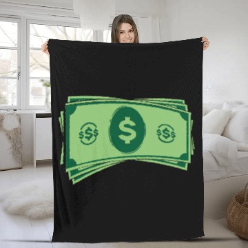 Discover Dollar Money Dollars Cash Fleece Blankets