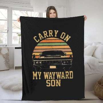 Discover Supernatural Vintage Fleece Blankets Carry On My Wayward Son