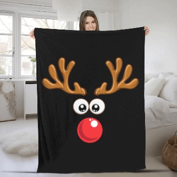 Discover Christmas Rudolph reindeer winter nature gift Fleece Blankets