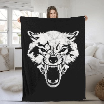 Discover Wolf Worn Look Fleece Blankets