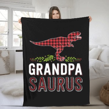 Discover Grandpa Saurus T Rex Red Plaid Matching Family Fleece Blankets
