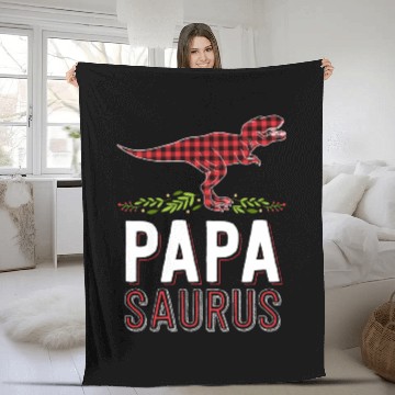 Discover Papa Saurus T Rex Dad Red Plaid Matching Family Fleece Blankets