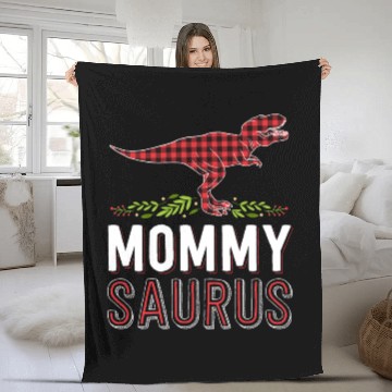 Discover Mommy Saurus T Rex Mom Red Plaid Matching Family Fleece Blankets