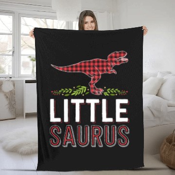 Discover Little Saurus T Rex Kid Red Plaid Matching Family Fleece Blankets