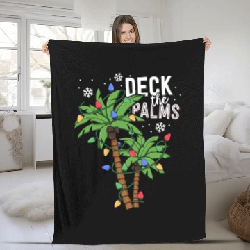 Discover Deck The Palms Tropical Hawaii Christmas Palm Fleece Blankets