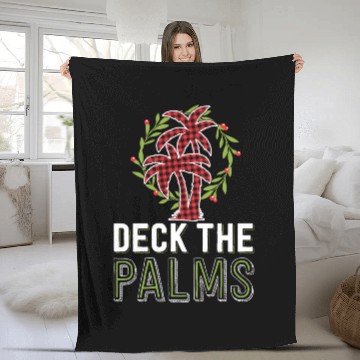 Discover Deck The Palms Tropical Hawaiian Buffalo Plaid Fleece Blankets