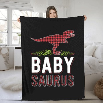 Discover Baby Saurus T Rex Kid Red Plaid Matching Family Fleece Blankets