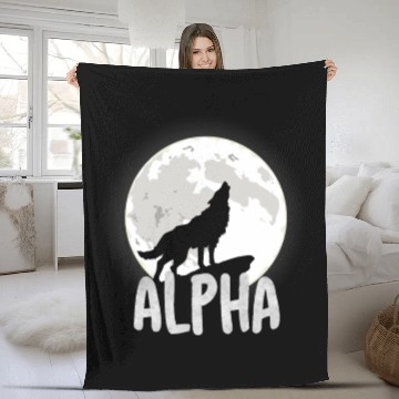Discover Alpha Wolf Fleece Blankets