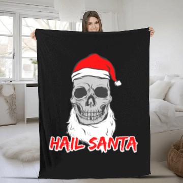 Discover Hail Santa Satan Pun Christmas Holidays Skull Fleece Blankets
