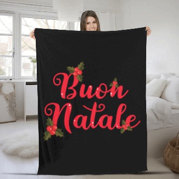 Discover Buon Natale Italian Merry Christmas Holiday Fleece Blankets