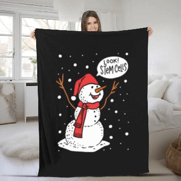 Discover Funny Snowman Stem Cells Science Biology Teacher Fleece Blankets