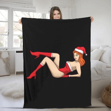 Discover Sexy Christmas Pin Up Girl Fleece Blankets