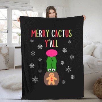 Discover Merry Cactus Y'all - Hybrid Cactus In Gingerbread Fleece Blankets