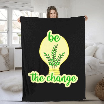 Discover Be the change. Green vibes. Think green. Eco quote Fleece Blankets