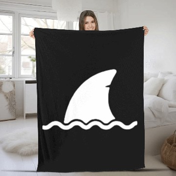 Discover Shark shark fin water sea animal swim present Fleece Blankets