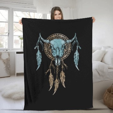 Discover Womens Street Style Bull Skull Rodeo Fleece Blankets