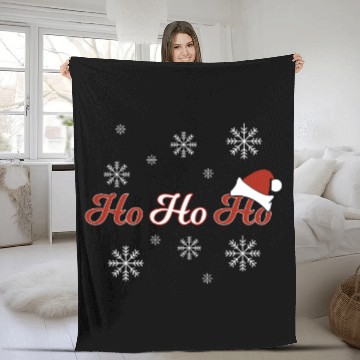 Discover Santa claus ho ho ho Fleece Blankets with santa hat