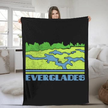Discover Everglades National Park Skyline Retro Cityscape 7 Fleece Blankets