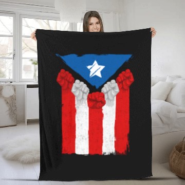 Discover Raised Fists For Puerto Rico - Boricua Flag Fleece Blankets