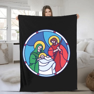 Discover Josef Maria Jesus Jesus birth Bethlehem Christmas Fleece Blankets