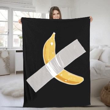 Discover Stuck Banana Taped Tape Funny Funny Fleece Blankets