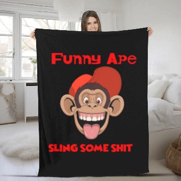 Discover funny ape slogan Fleece Blankets