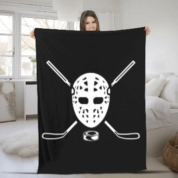 Discover Ice Hockey Mask Fleece Blankets