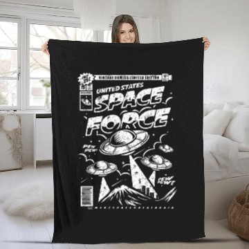 Discover Space Force Product. Retro Style Print Fleece Blankets