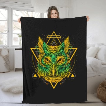 Discover Tribal Owl Fleece Blankets Sacred Geometry Astrology