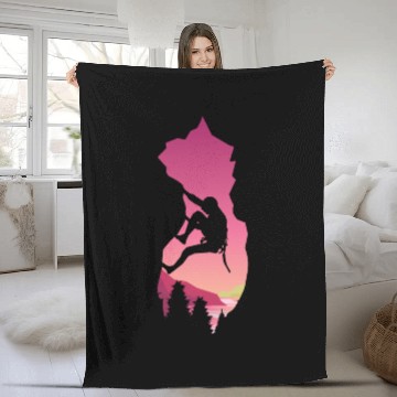 Discover Rock Climbing Fleece Blankets