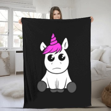 Discover unicorn cute pony magical rainbow fairy tail Fleece Blankets
